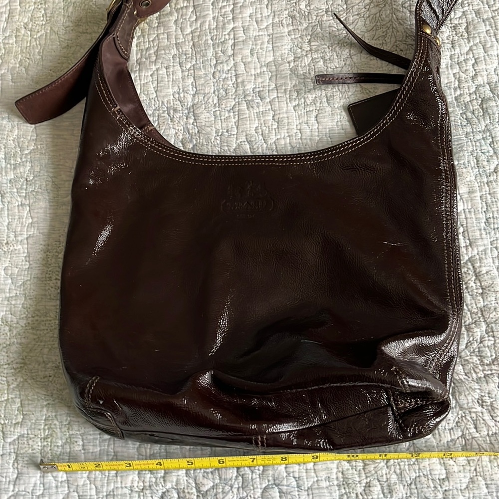 Brown “Patent” Leather Coach Shoulder Bag